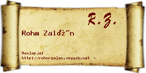 Rohm Zalán névjegykártya