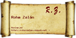 Rohm Zalán névjegykártya